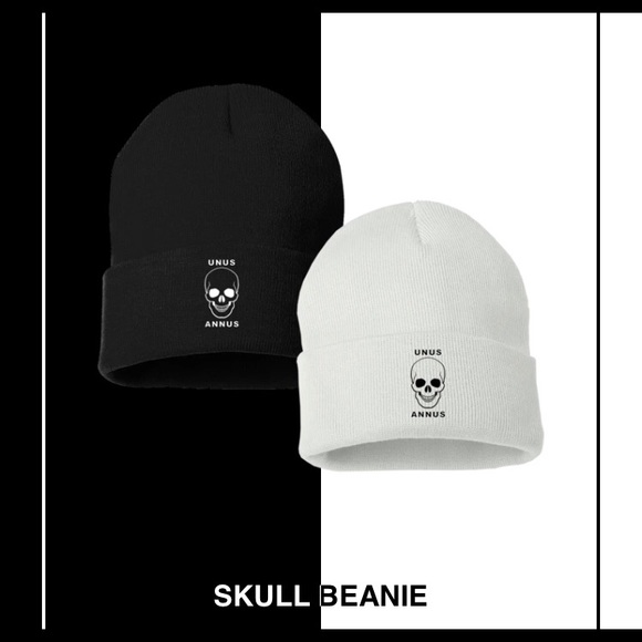 White Unus Annus Skull Beanie 
